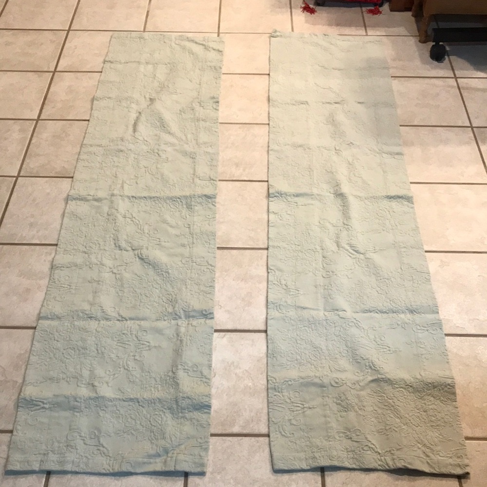 Curtain Valance Pair of  Light Green Floral Scroll Curtain Valance/Toppers